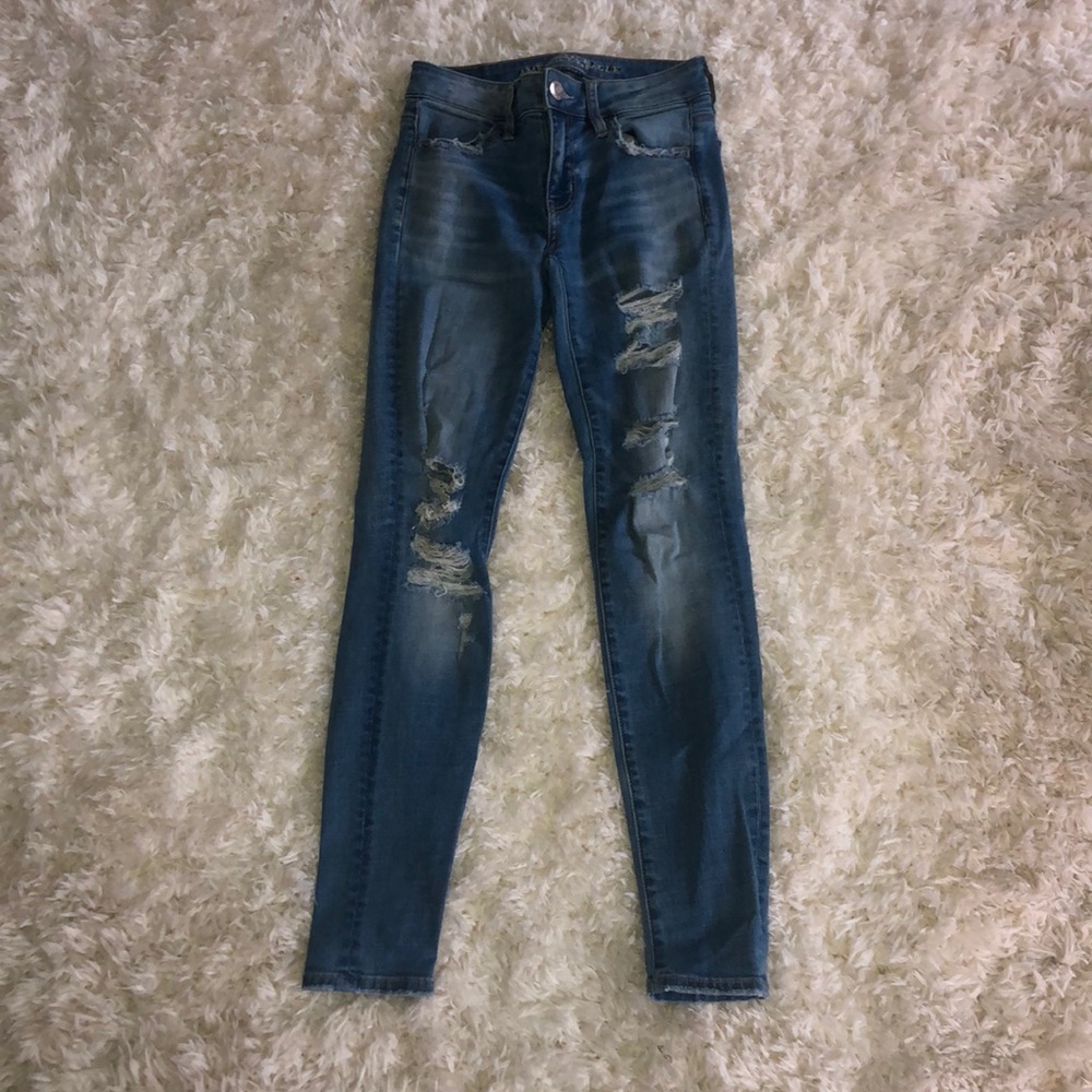 american eagle ripped and distressed jeans